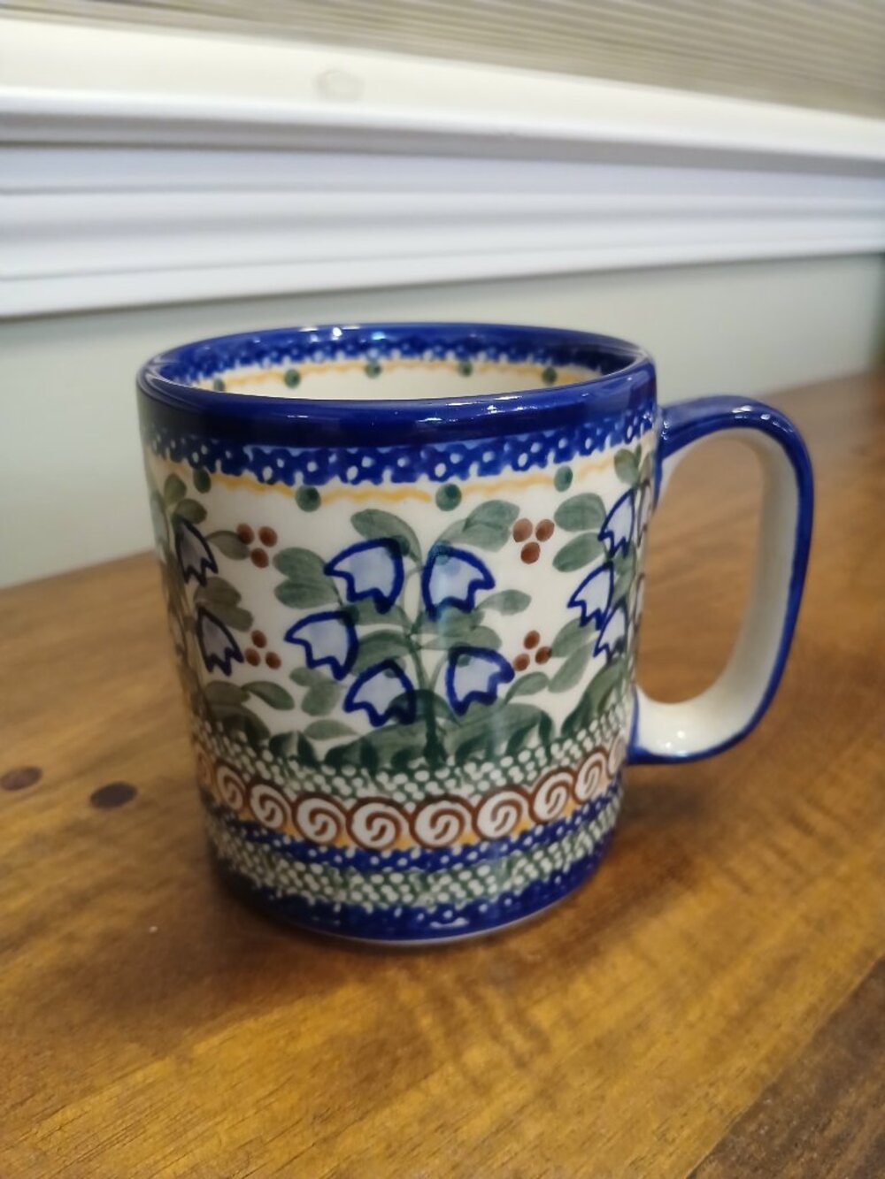 Polish Pottery Signed Floral Mug - UNIKAT